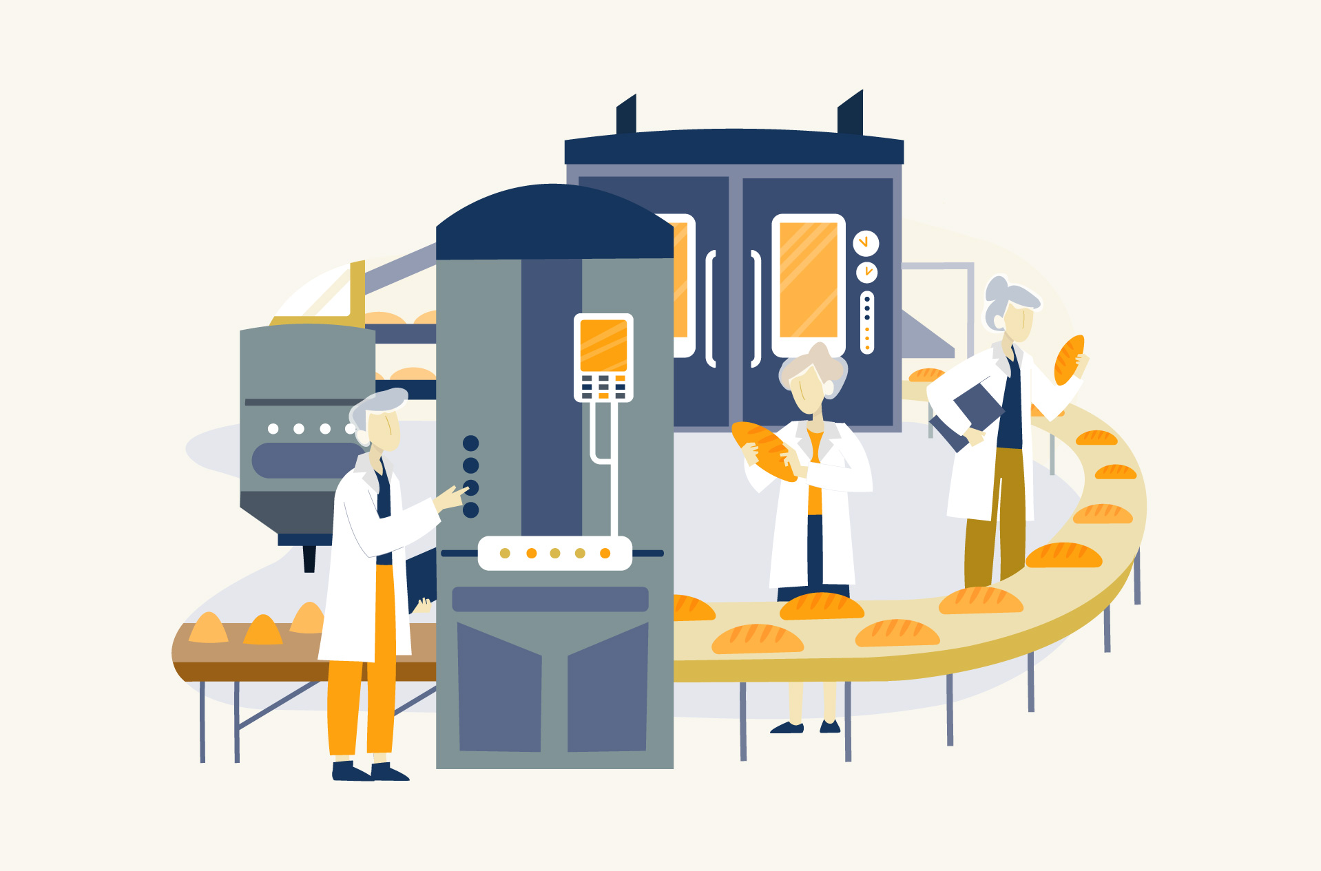 Ilustración panificadora industrial
