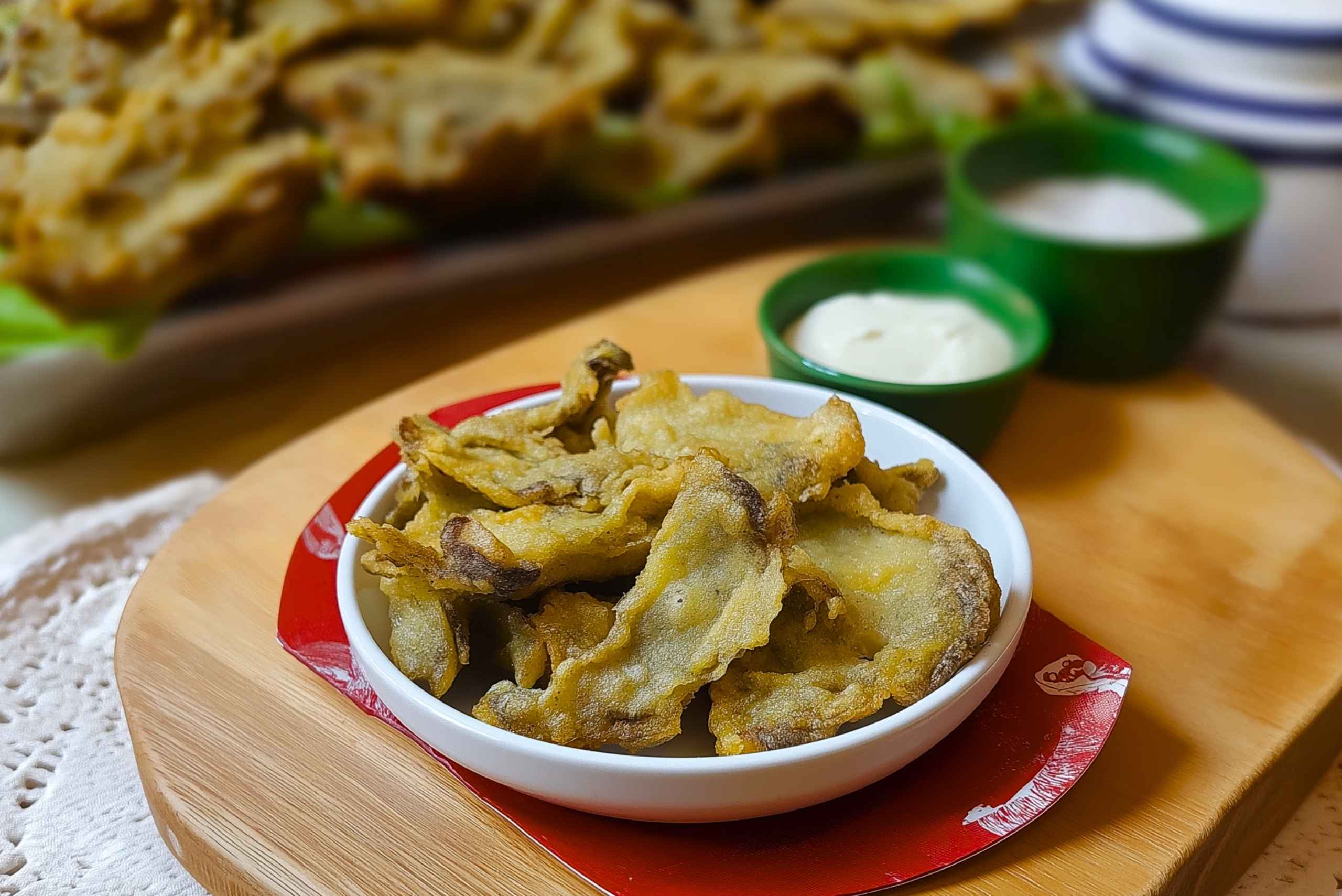 plato de setas en tempura con pan rallado frumen