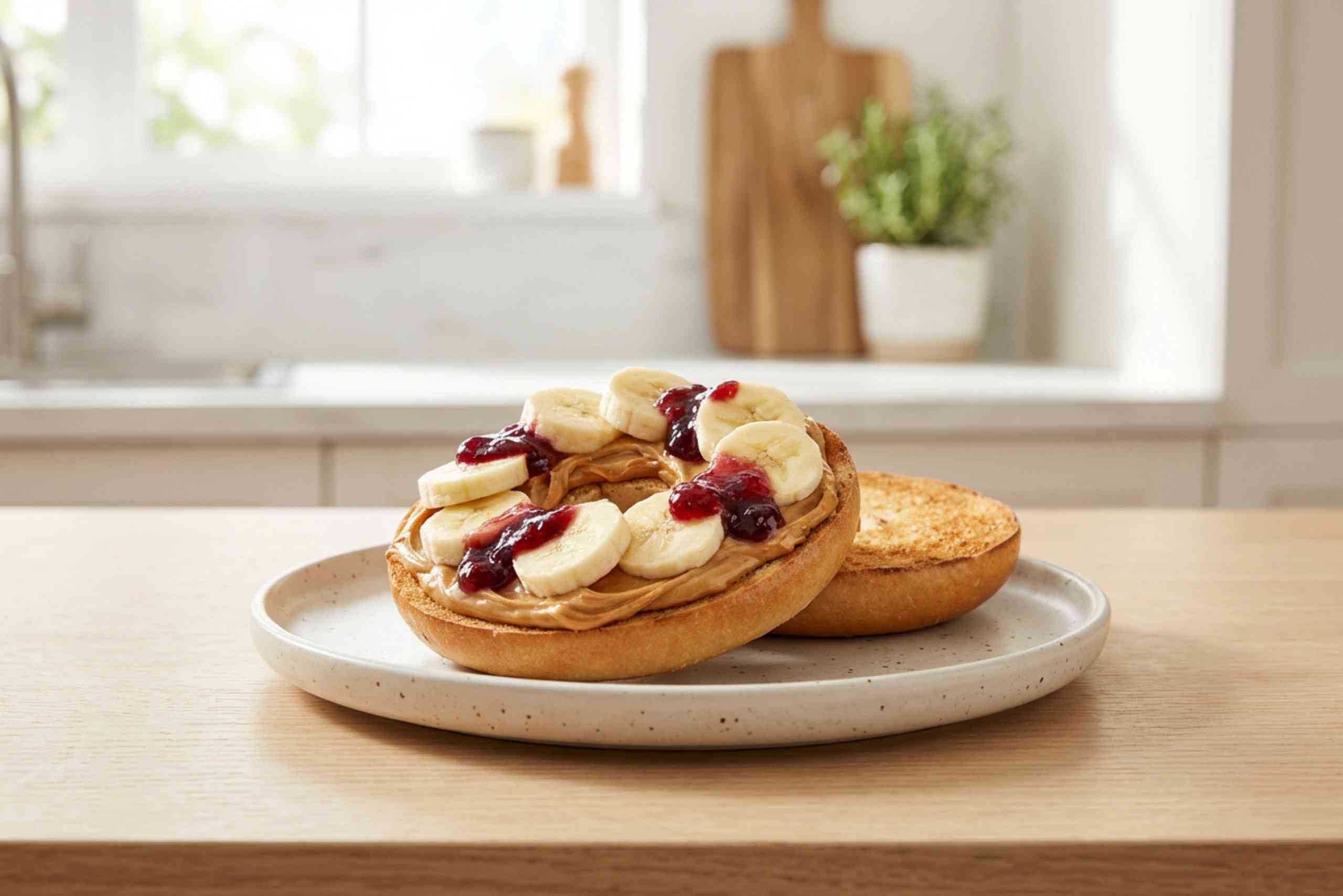 Bagel de Plátano, Crema de Cacahuete y el Toque Crujiente de Frumen